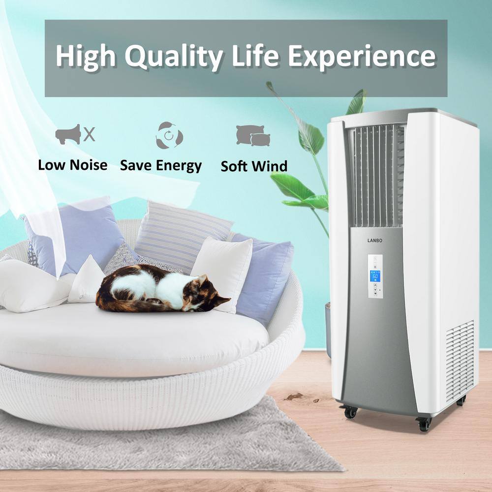 LANBO 8000 BTU Portable Air Conditioner Heater with Remote Hose Free No Window Installation Required in WhiteGray LAC8000WG-HT