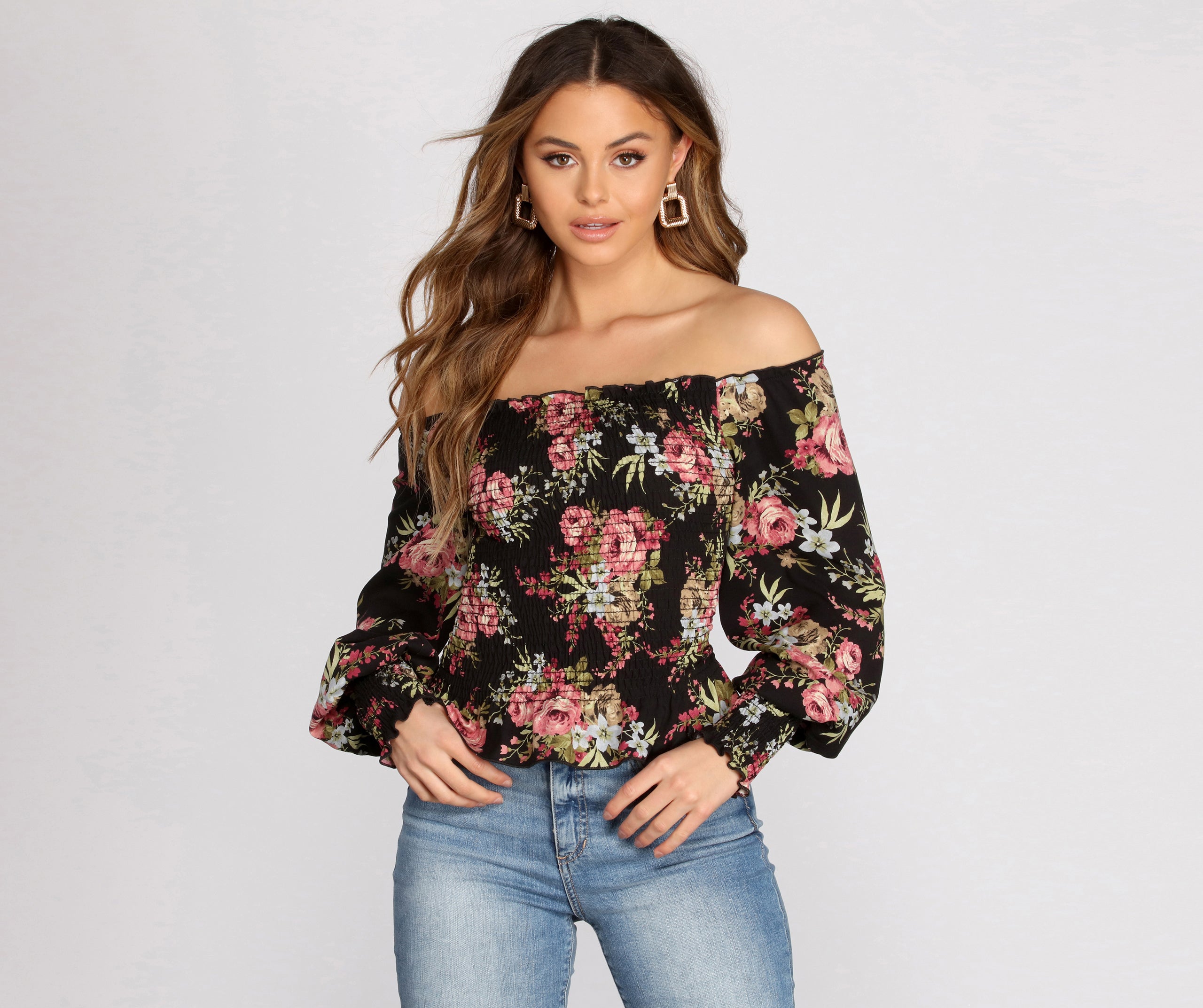 Floral Focus Off The Shoulder Top