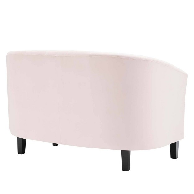 Prospect Channel Tufted Performance Velvet Loveseat Sofa Pink Modway