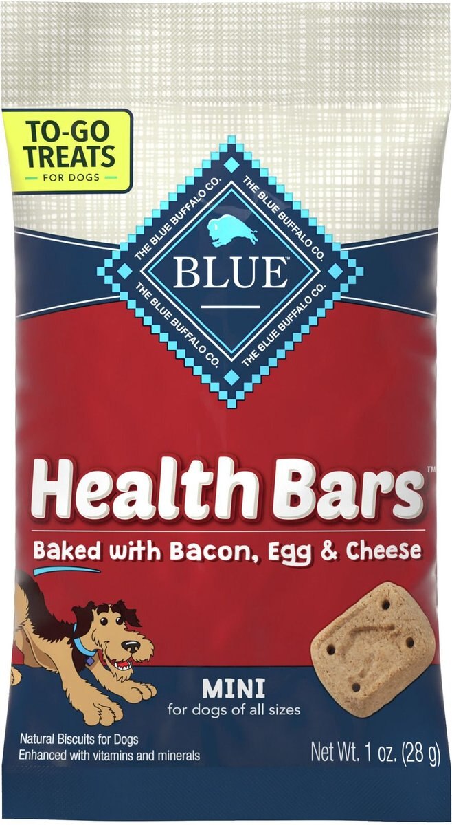 Blue Buffalo To-Go Health Bars Bacon， Egg and Cheese Mini Dog Treats， 12 count