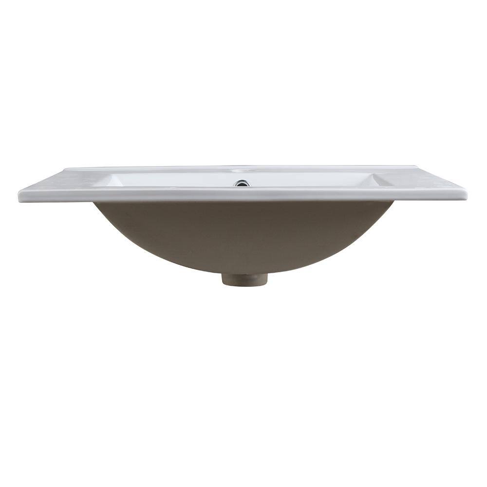 Fresca Allier 24 in. Drop-In Ceramic Bathroom Sink in White with Integrated Bowl FVS8125WH