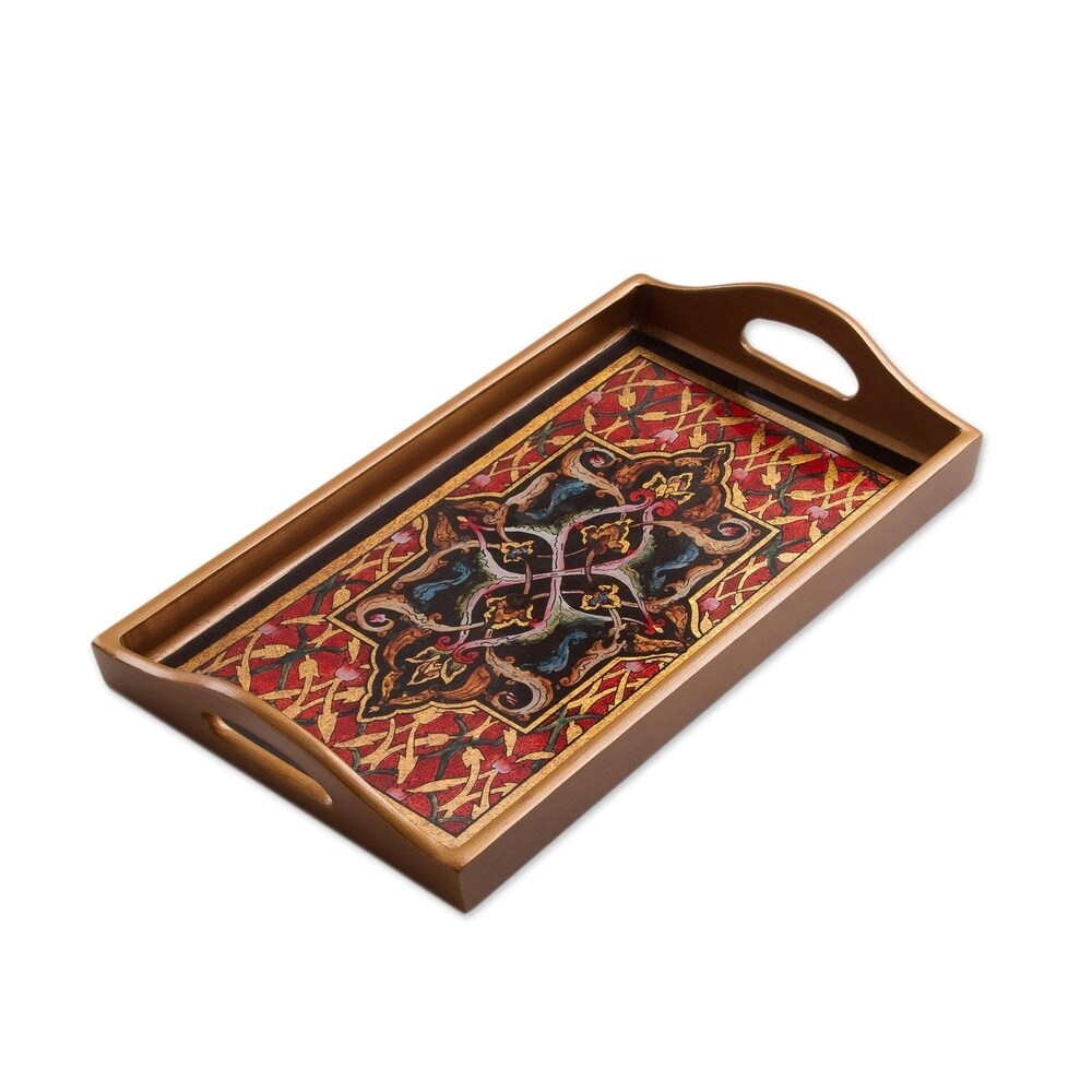 Handmade Floral Connection Reverse Painted Glass Tray (Peru)