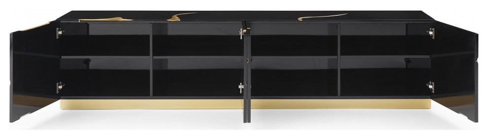 Piaz TV Cabinet Stand  Gold Karst Modern Entertainment Center 87 quot  Contemporary   Entertainment Centers And Tv Stands   by mod space furniture  Houzz