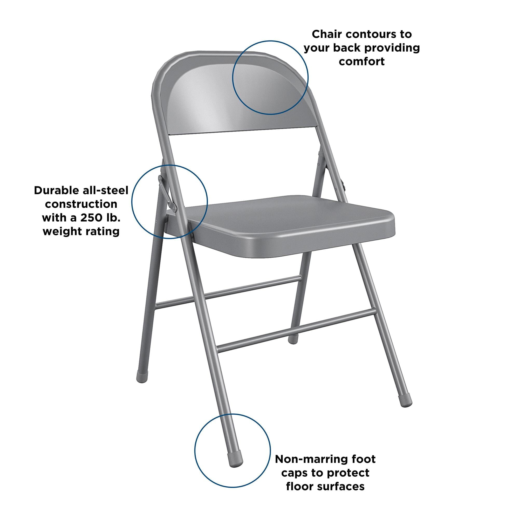 Mainstays Steel Folding Chair In Grey Color