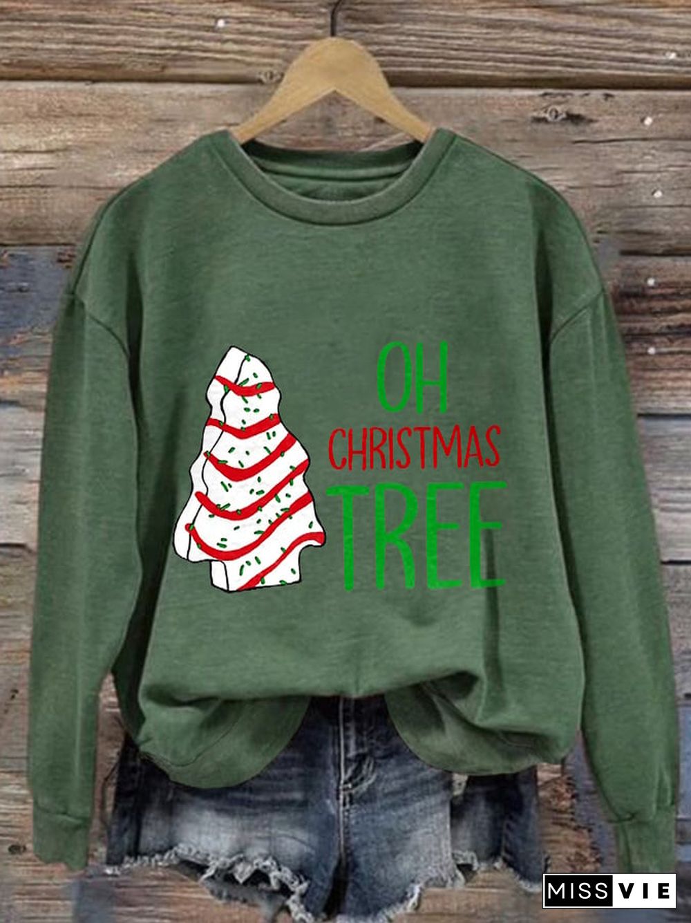 Women's Oh Christmas Tree Print Casual Sweatshirt