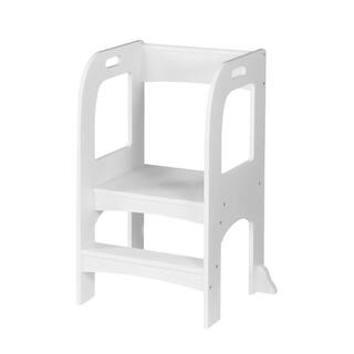 Amucolo 22.8 in. White MDF Wood Child Standing Tower Step Stools for Kids Toddler Step Stool for Kitchen Counter YeaD-CYD0-7TW