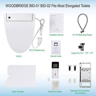 WOODBRIDGE Electric Bidet Seat for Elongated Toilet with Remote Control in White HT0063