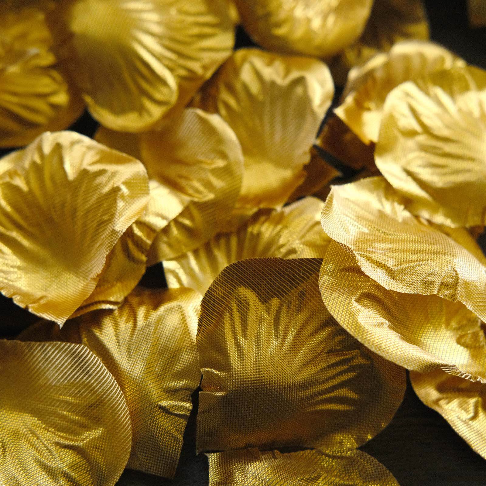 500 Pack Metallic Gold Silk Rose Petals Table Confetti or Floor Scatters