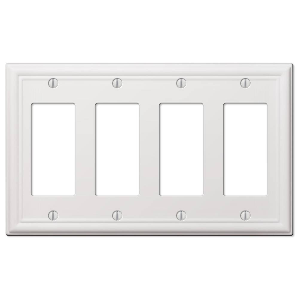 AMERELLE Ascher 4 Gang Rocker Steel Wall Plate - White 149R4W