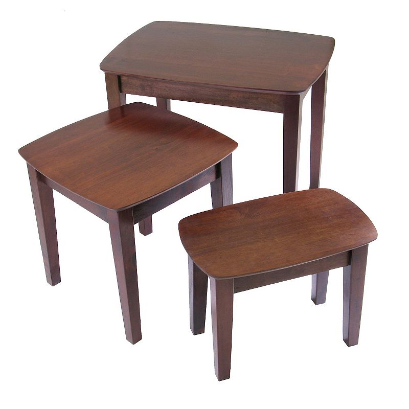 Set of 3 Bradley Antique Walnut Solid Wood Nesting Table Set 26.75”