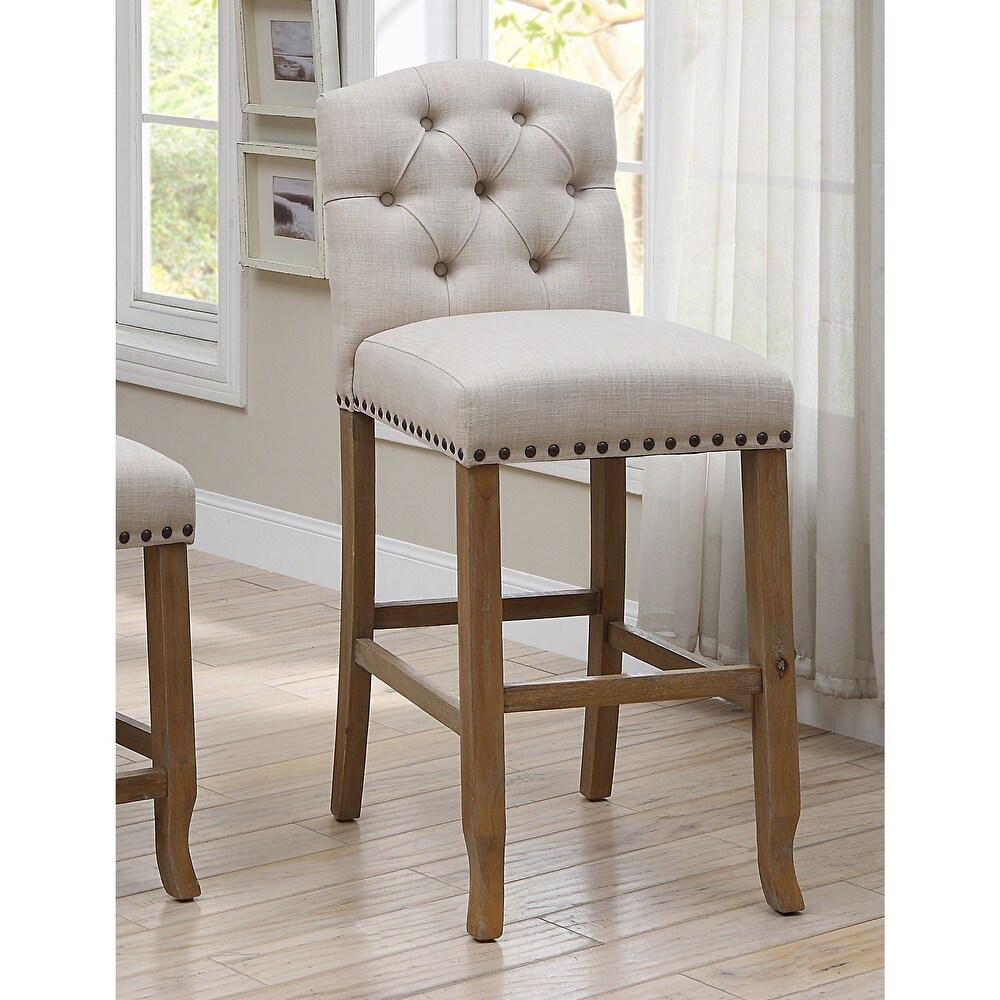 Hail Rustic Fabric Tufted Bar Height Chairs (Set of 2) by Furniture of America