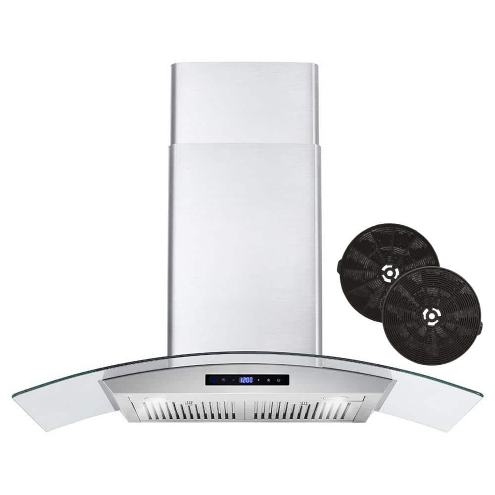 Cosmo 36 in Convertible Wall Mount Range Hood with Touch Controls LED Lighting and Permanent Filters in Stainless Steel