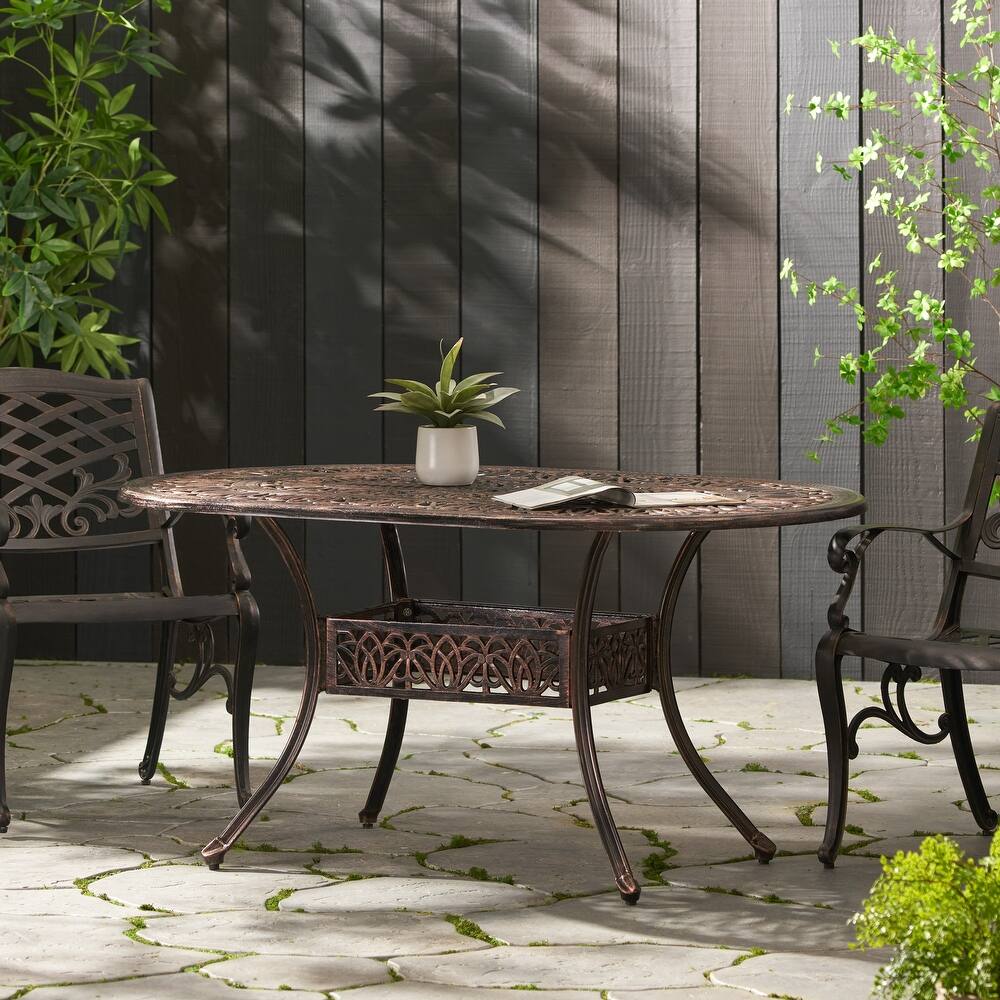 Haitian Outdoor Cast Aluminum Oval Dining Table (ONLY) by Christopher Knight Home   59.20\