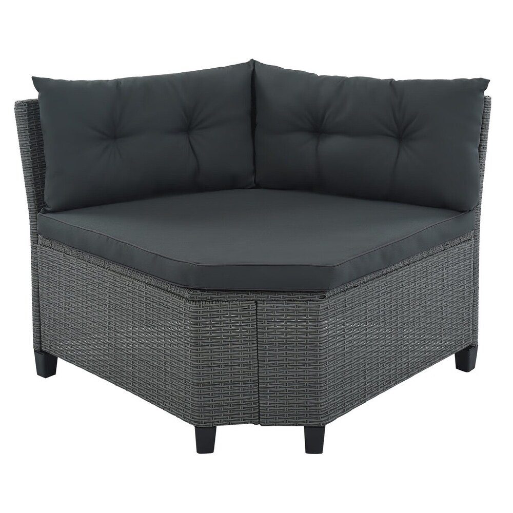 Merax 6 Piece Outdoor Wicker Sofa Set with Thick Cushions