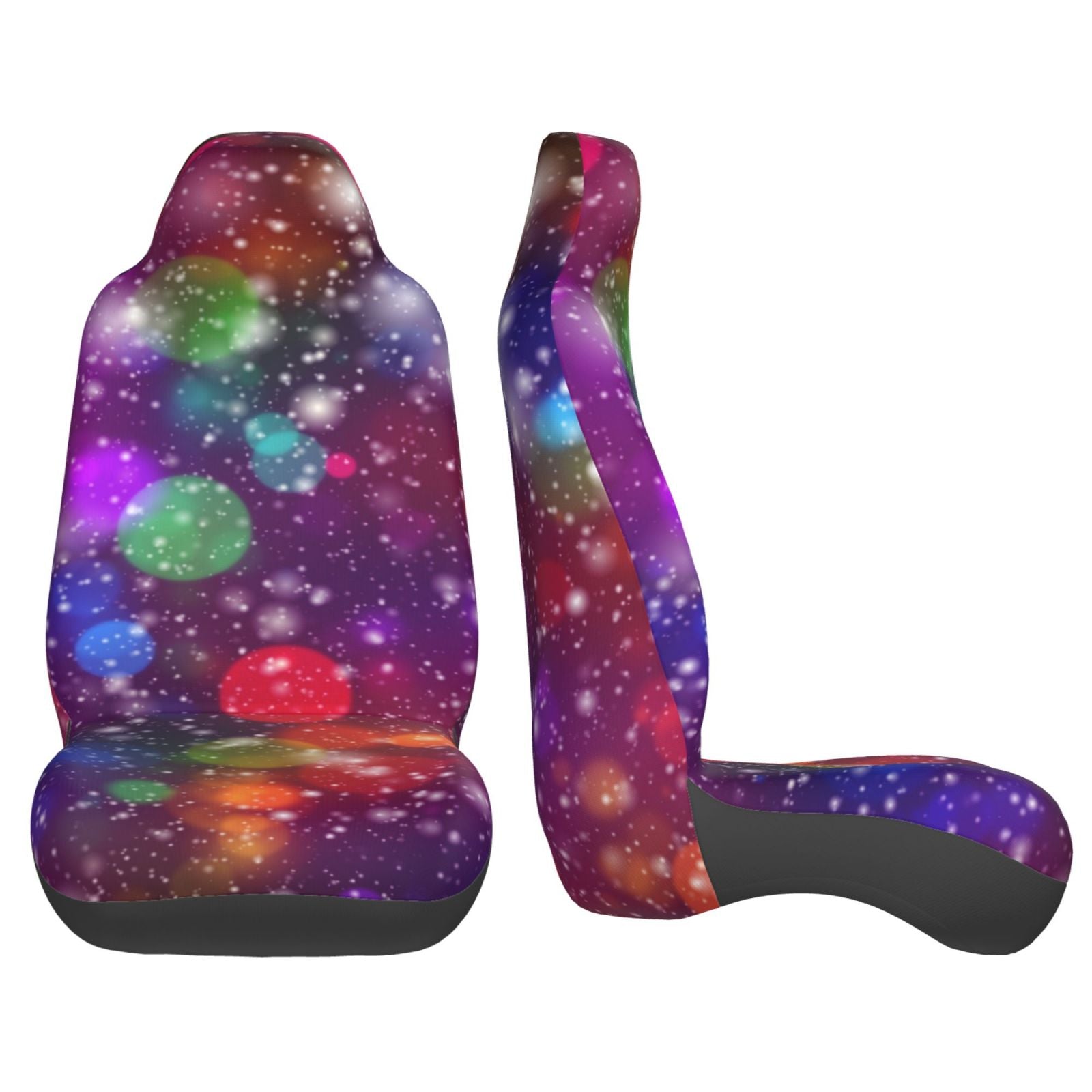 TEQUAN Front Seat Covers， Abstract Bokeh Lights Confetti Pattern 2 Piece Car Seat Cover Fit Most Car SUV Truck Van