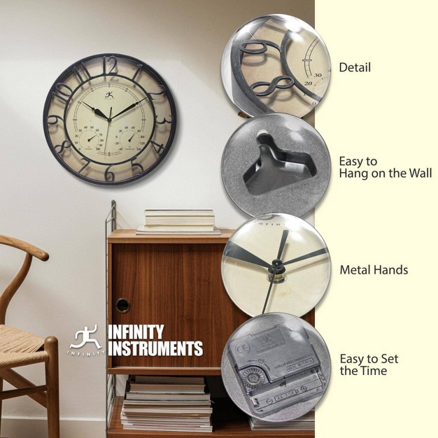 Indoor outdoor 3d Wall Clock Black Infinity Instruments