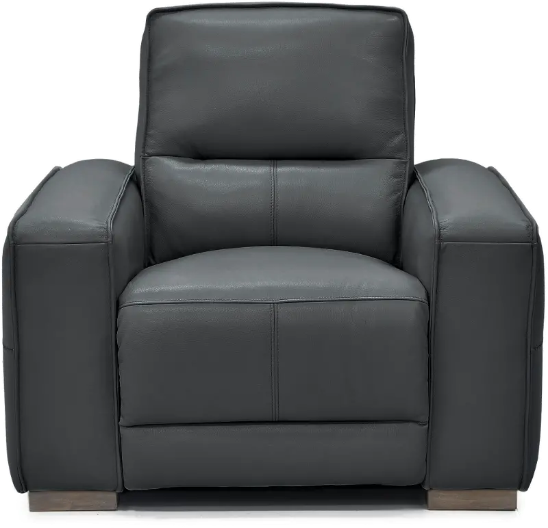 Jet Dark Gray Leather Power Recliner