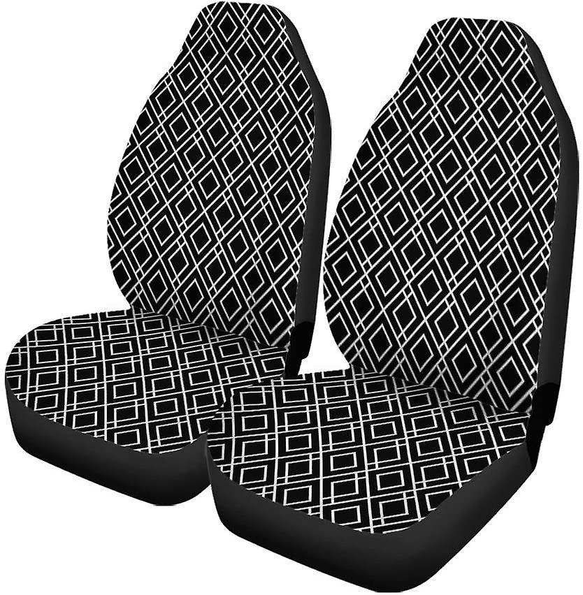 Set Of 2 Car Seat Covers Geometrical Modern Regularly Classical Tiles Rhombuses And Diamonds Universal Auto Front Seats Protector Fits