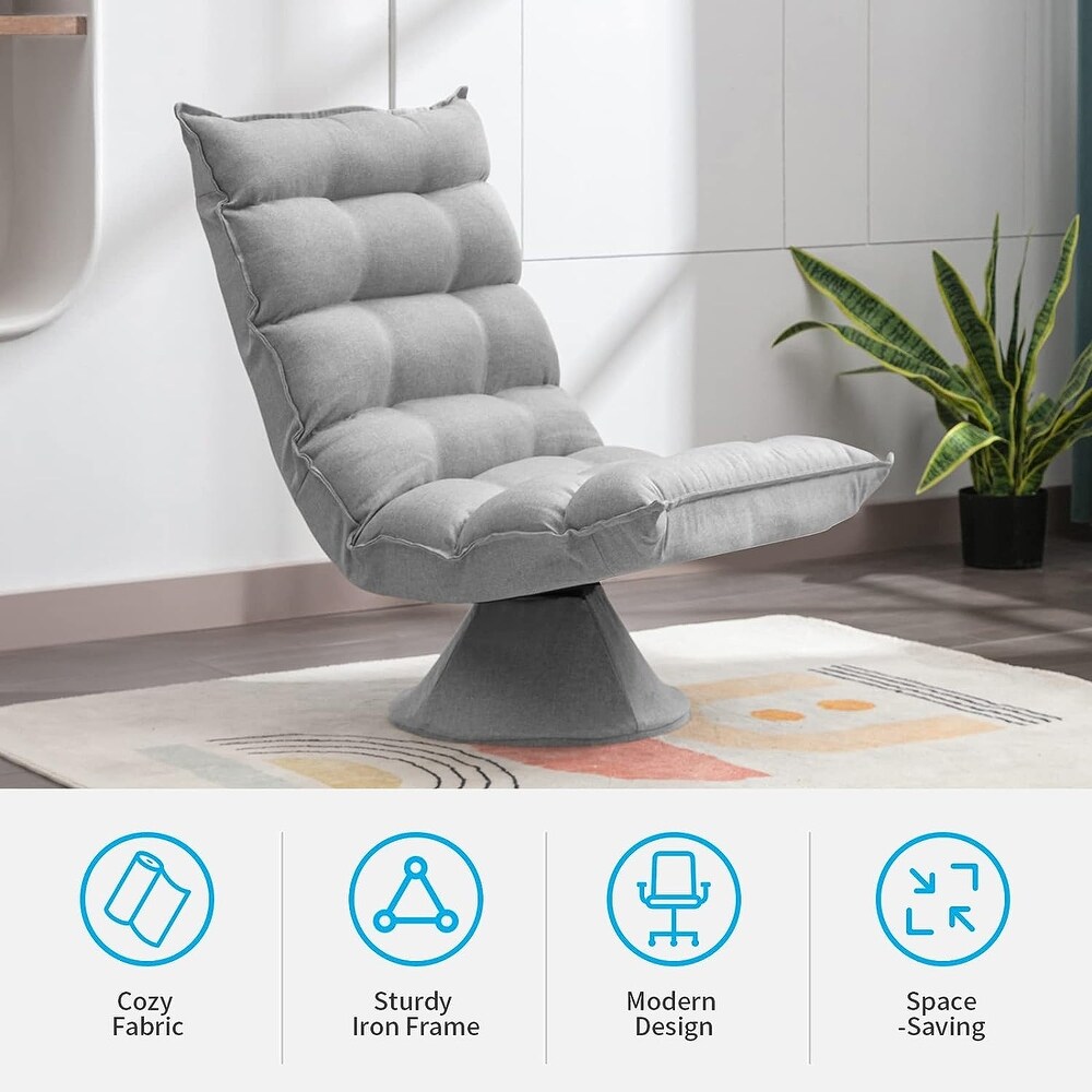 Mixoy 360 Degree Swivel Floor Chair  Recliner Chair with Adjustable Back Support Space Saving Foldable Chair for Living Room