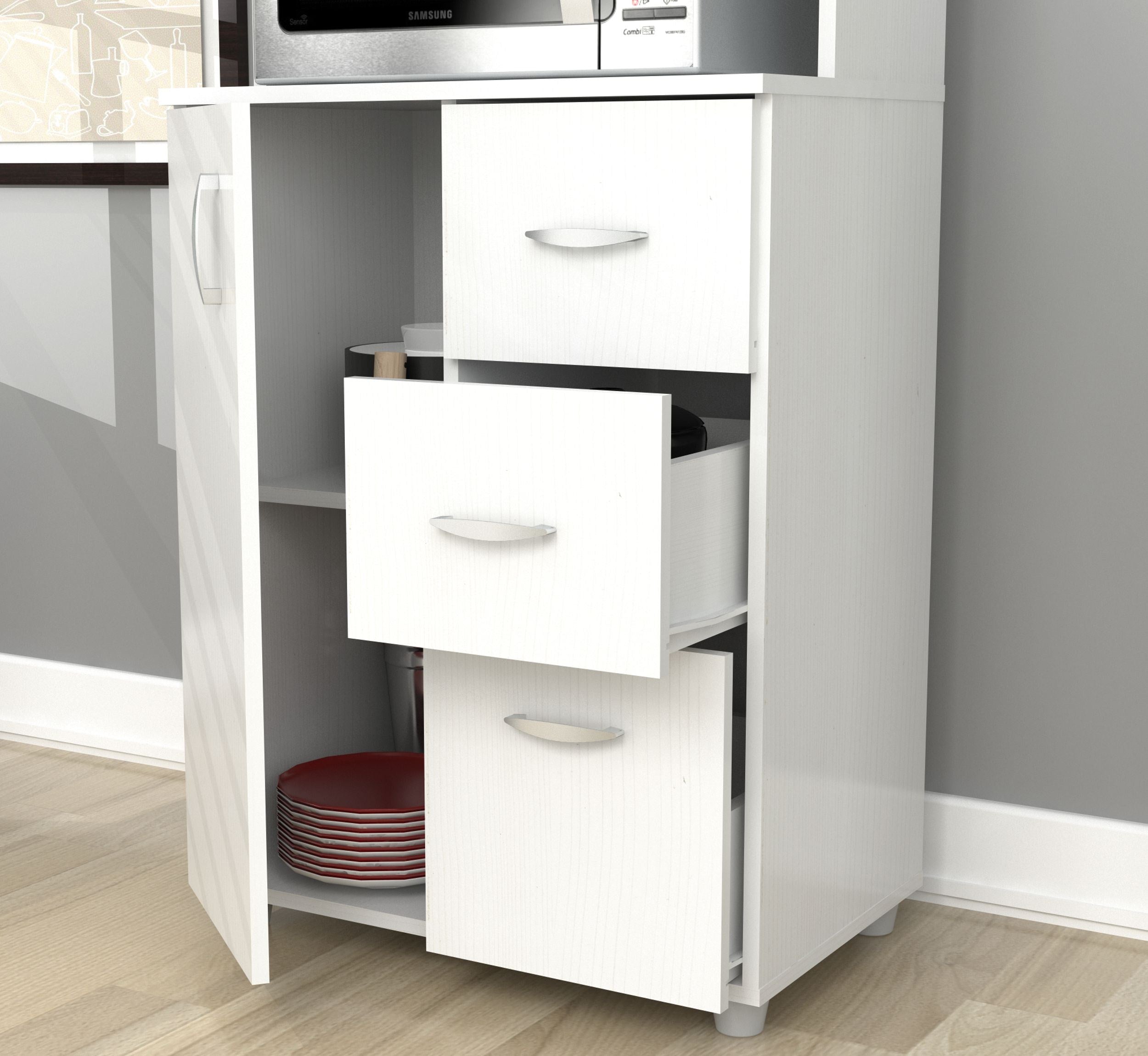 66.1 White Melamine and Engineered Wood Kitchen Storage Cabinet