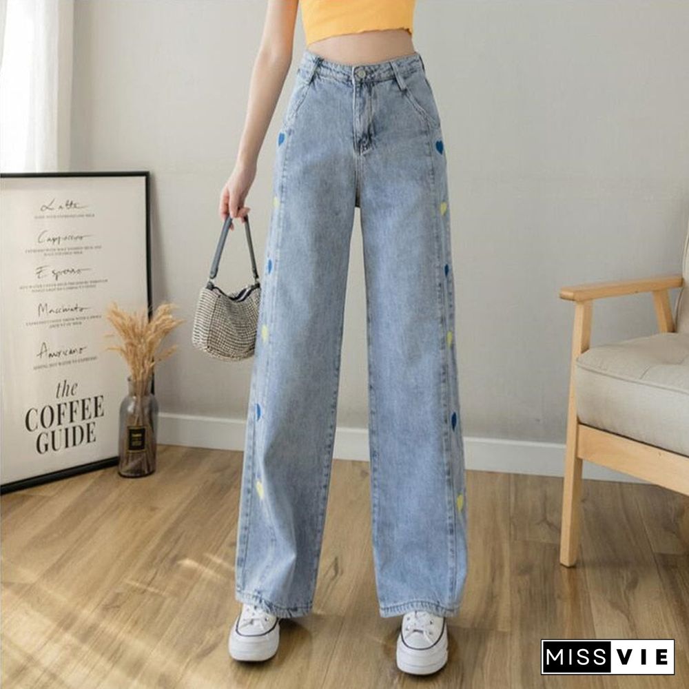 Woman Jeans High Waist Clothes Wide Leg Denim Clothing Blue Streetwear Vintage Quality Fashion Harajuku Straight Pants