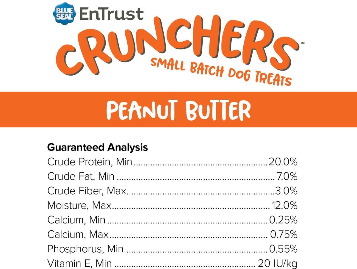 Blue Seal EnTrust Crunchers Peanut Butter Crunchy Dog Treats， Medium， 3.5-lb bag