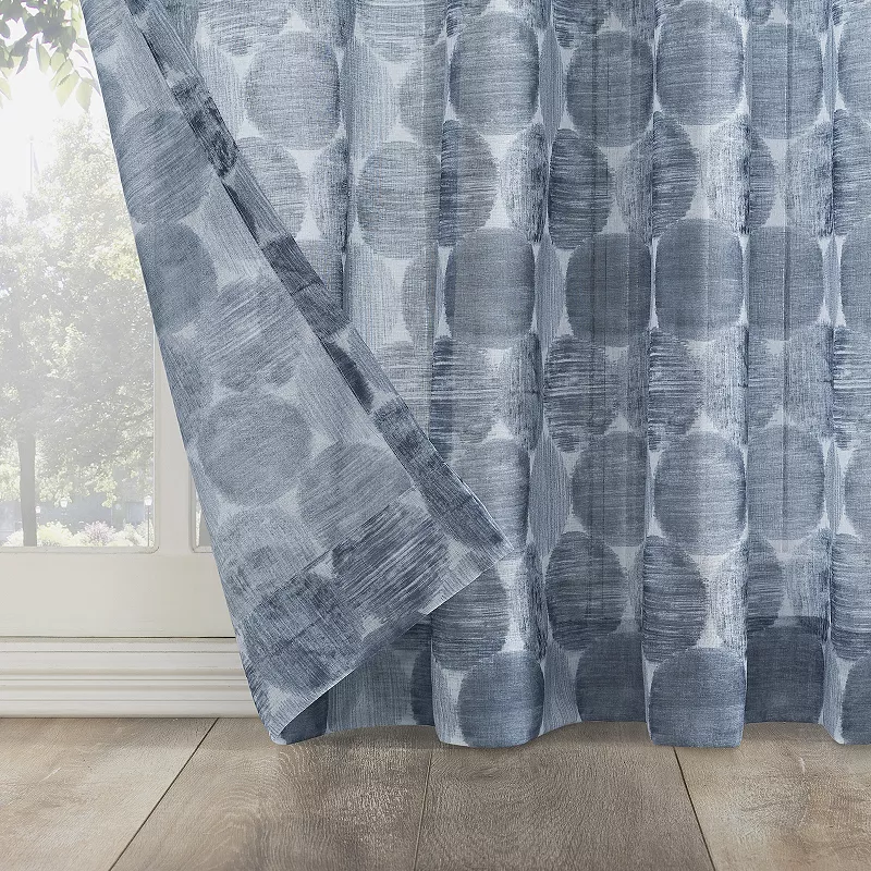 No. 918 Tokai Geometric Print Sheer Rod Pocket Window Curtain Panel