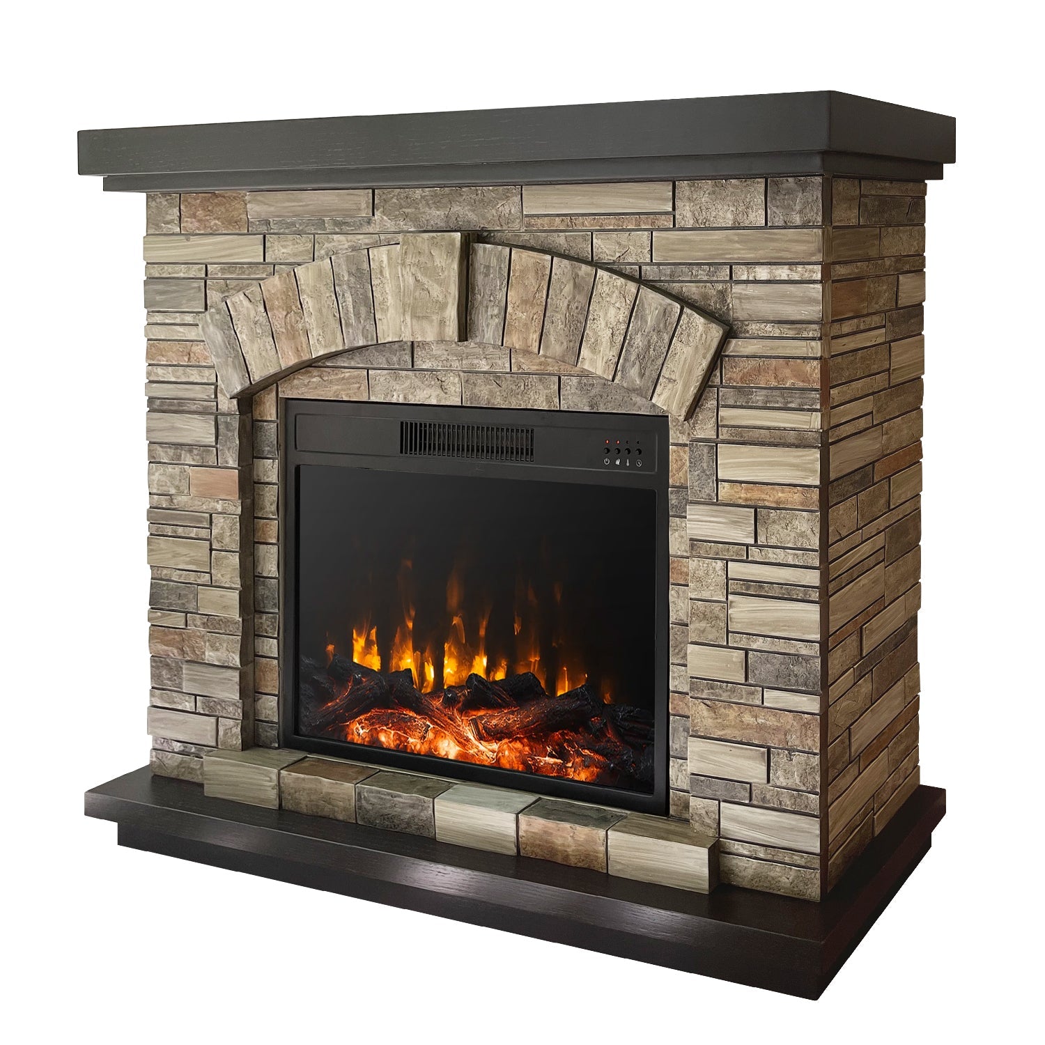 42"Faux Stone Mantel Infrared  Electric Fireplace with Timer&Remote Control