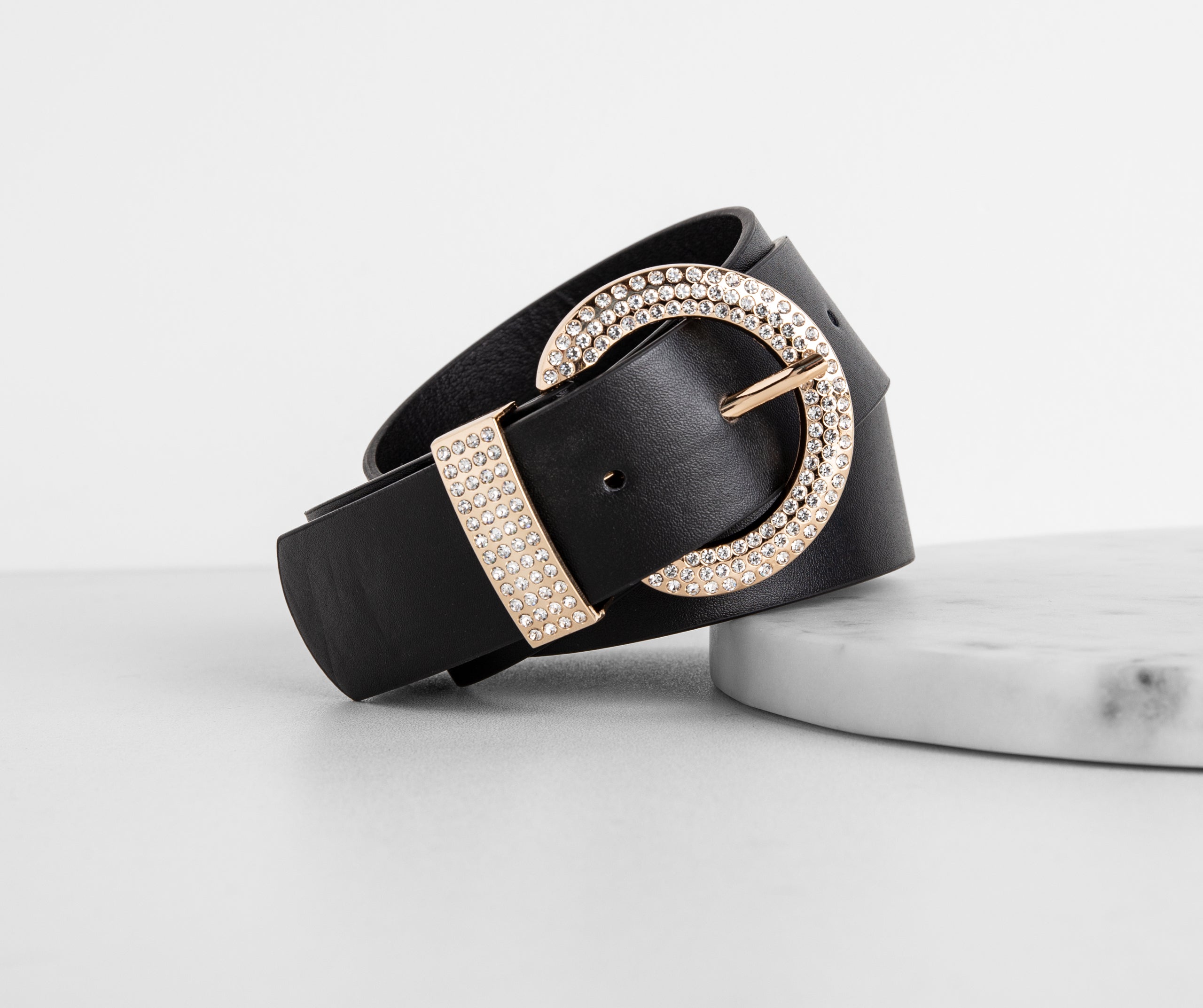 Touch Of Rhinestone Faux Leather Belt