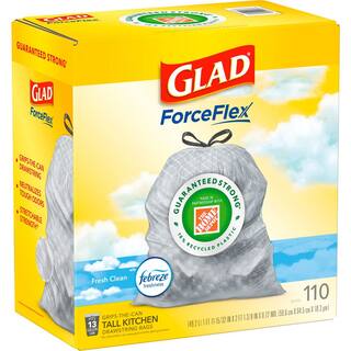 Glad ForceFlex 13 Gal. Tall Kitchen Drawstring Fresh Clean Scent with Febreze Freshness Trash Bags (110-Count) 1258722437