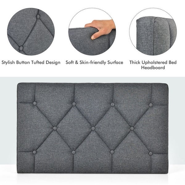 Linen Fabric Wall-mounted Upholstered Headboard - - 36292946