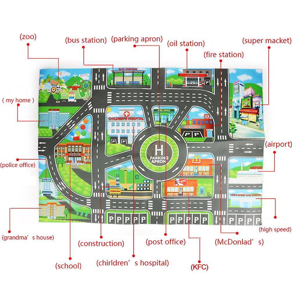 Children's Toy Car City Parking Scene Map