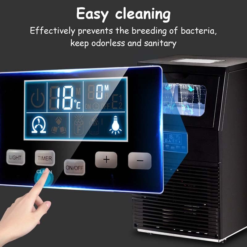 88LBS/24H Commercial Ice Maker, Portable Freestanding Auto-Clean Ice Machine with Scoop