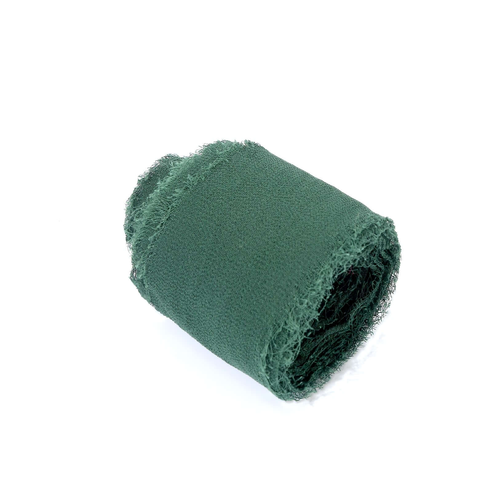 2 Pack Hunter Emerald Green Silk-Like Chiffon Linen Ribbon Roll For Bouquets, Wedding Invitations Gift Wrapping 6yd