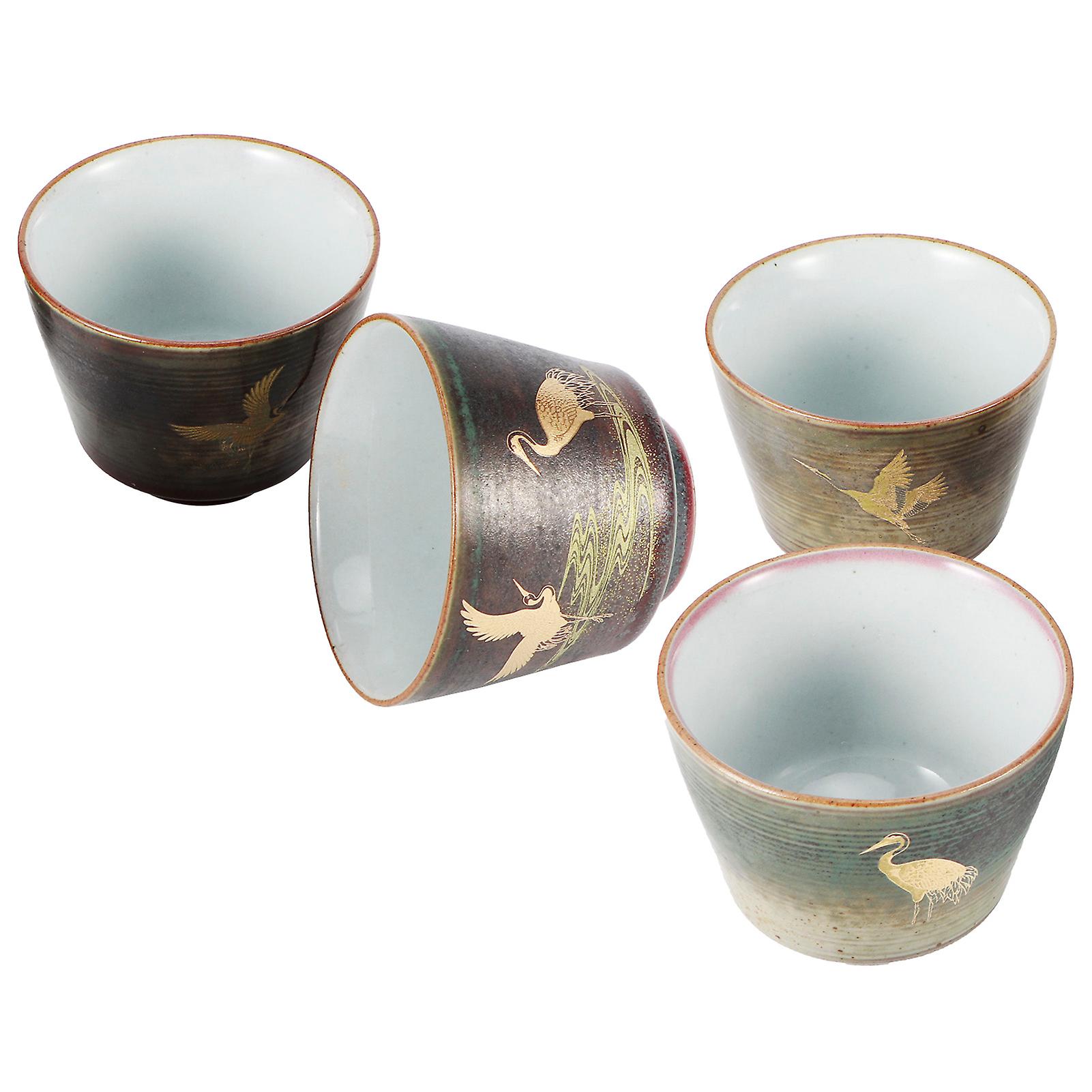 4pcs Retro Kiln Baked Tea Cup Set Japanese Style Ceramic Kung Fu Teaware Drinkware#2