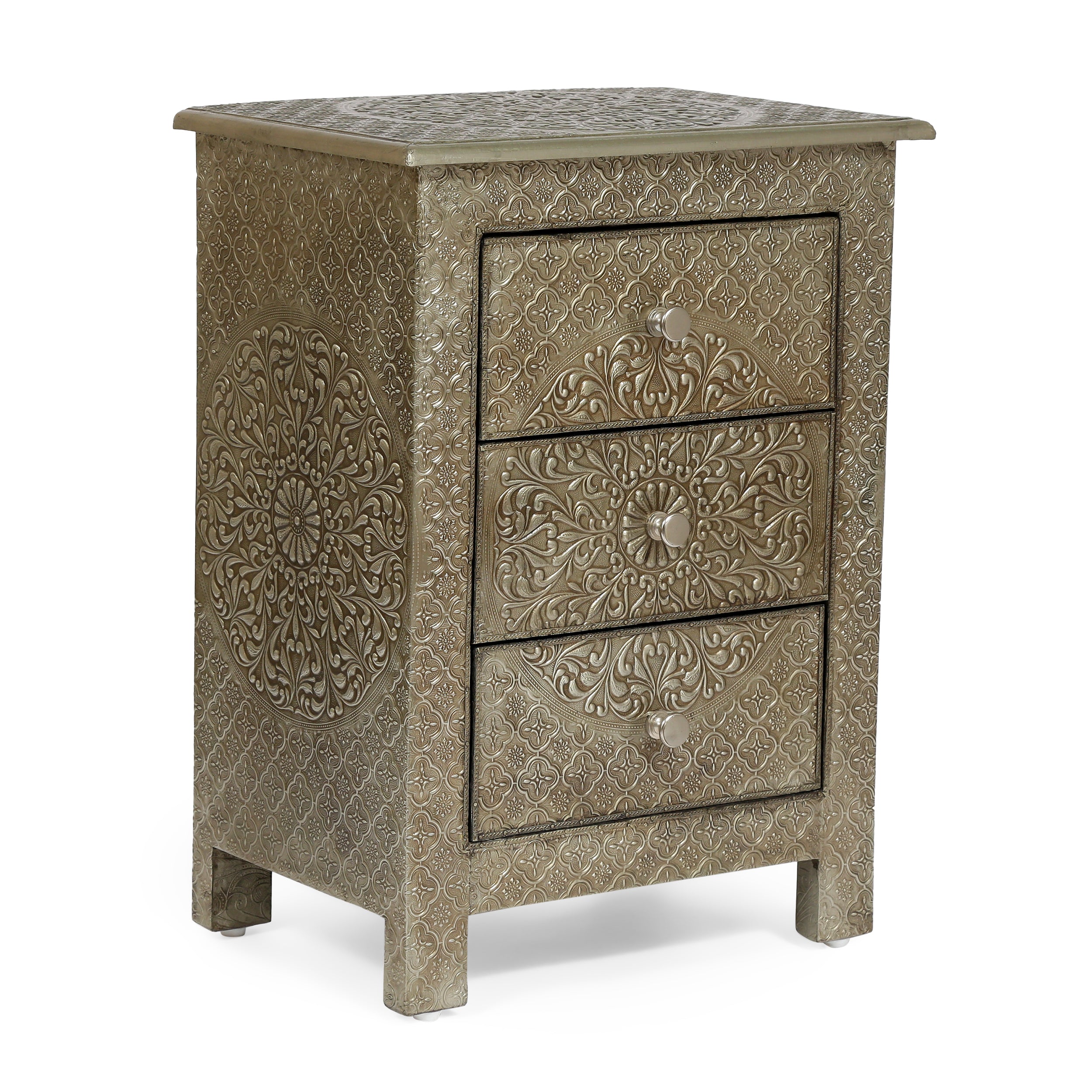 Vensel Handcrafted Boho 3 Drawer Nightstand