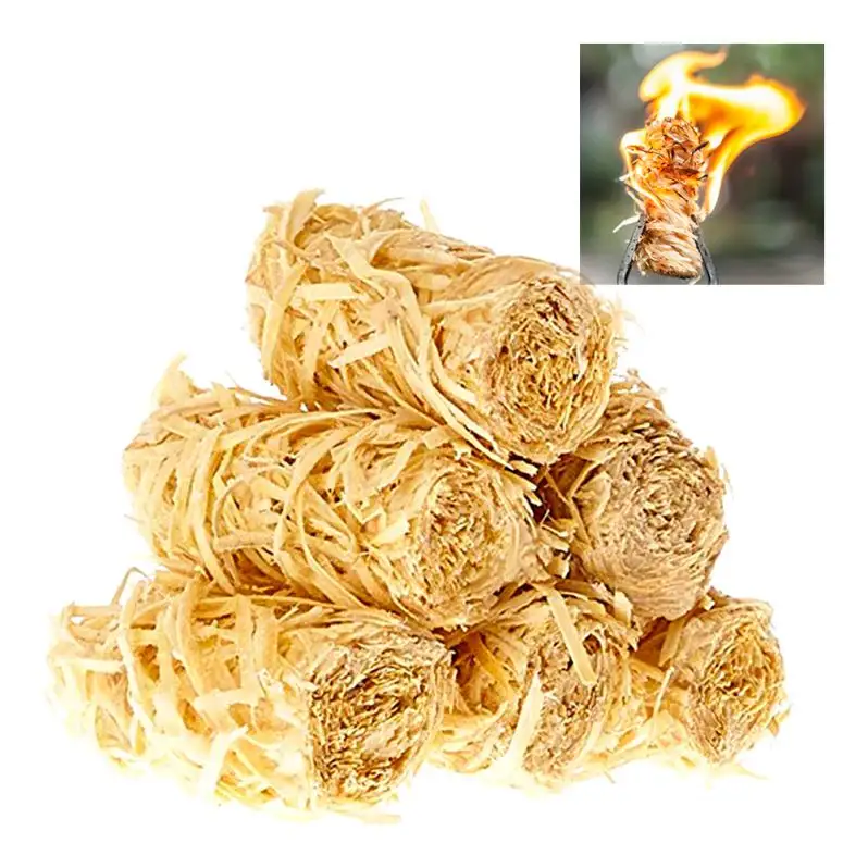 Natural Eco Friendly firelighters Wood Wool Roll Firelighters For Camping Hiking BBQ Fireplace