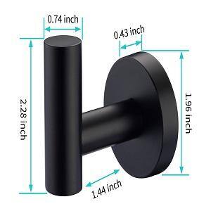 UPIKER Round Knob Bathroom RobeTowel Hook in Matte Black(2-Pack) UP2304BHMB2003