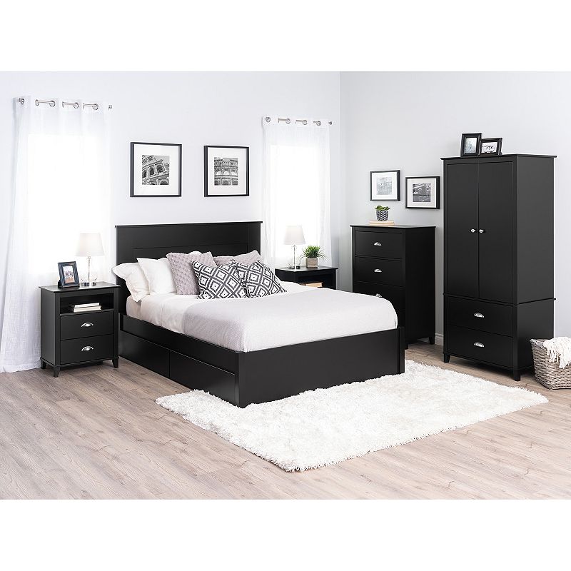 Prepac Black Yaletown 2-Drawer Tall Nightstand