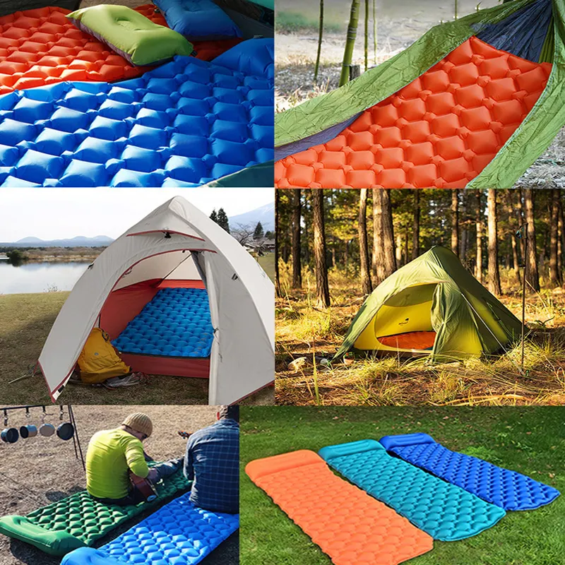 Waterproof Camping Foot Pump Inflatable Mattress Ultralight Inflatable Sleeping Pad Camping Air Mattress