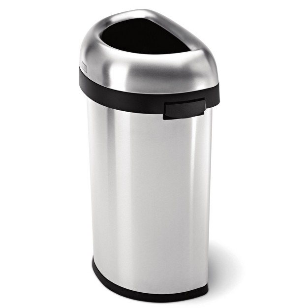 Simplehuman 60l Semi Round Open Trash Can Brushed Stainless Steel