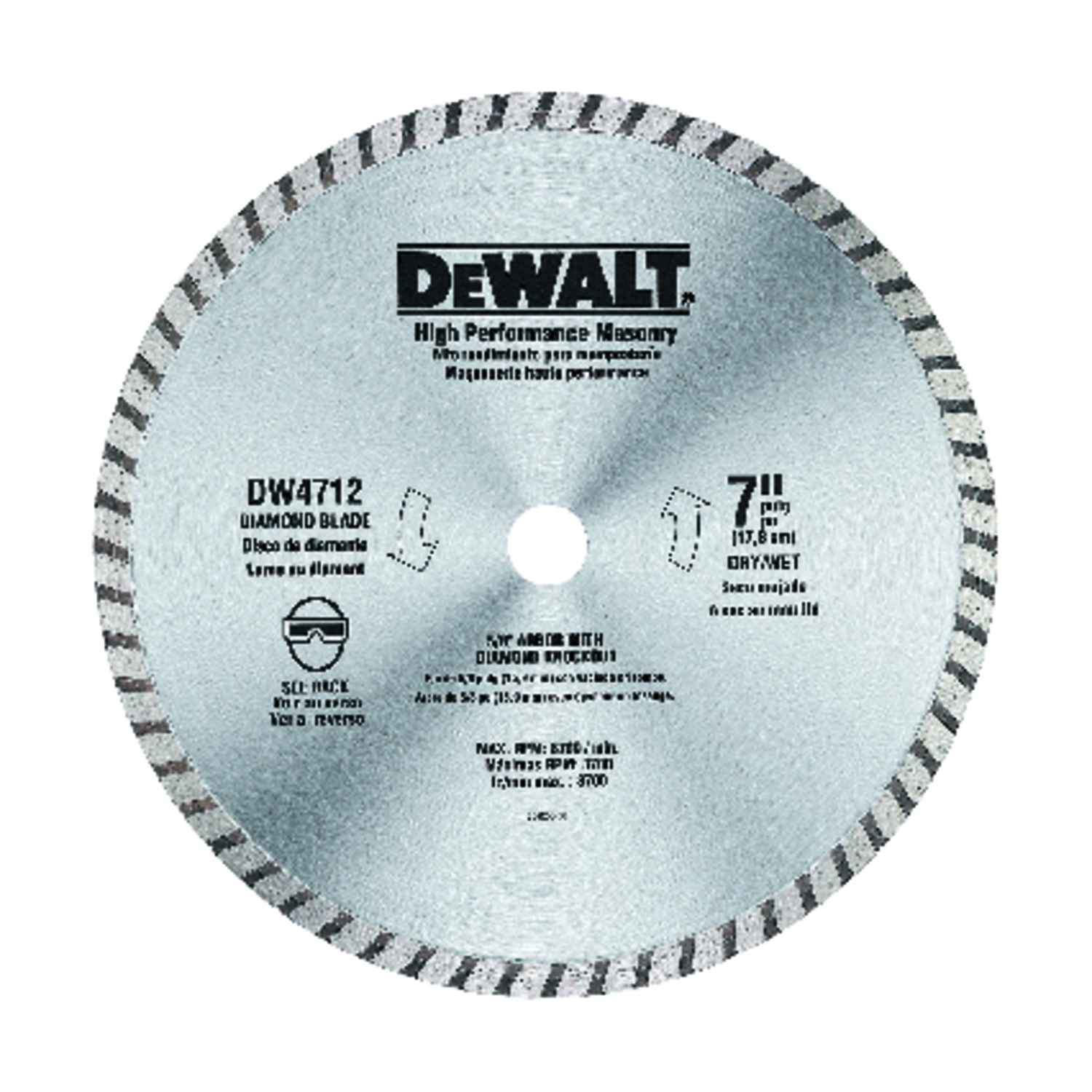 DW 7 in. D X 5/8 in. Diamond Wet/Dry Continuous Turbo Rim Saw Blade 1 pk