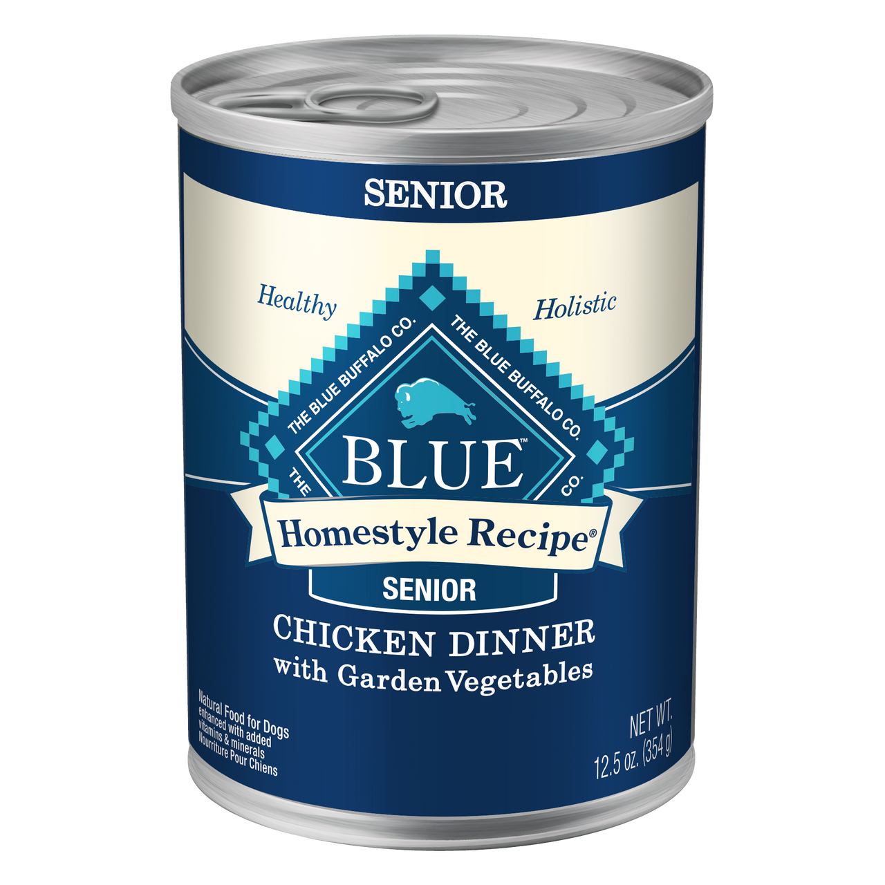 Blue Buffalo Homestyle Recipe Senior Chicken Dinner With Garden Vegetables Canned Dog Food， 12.5 Oz.