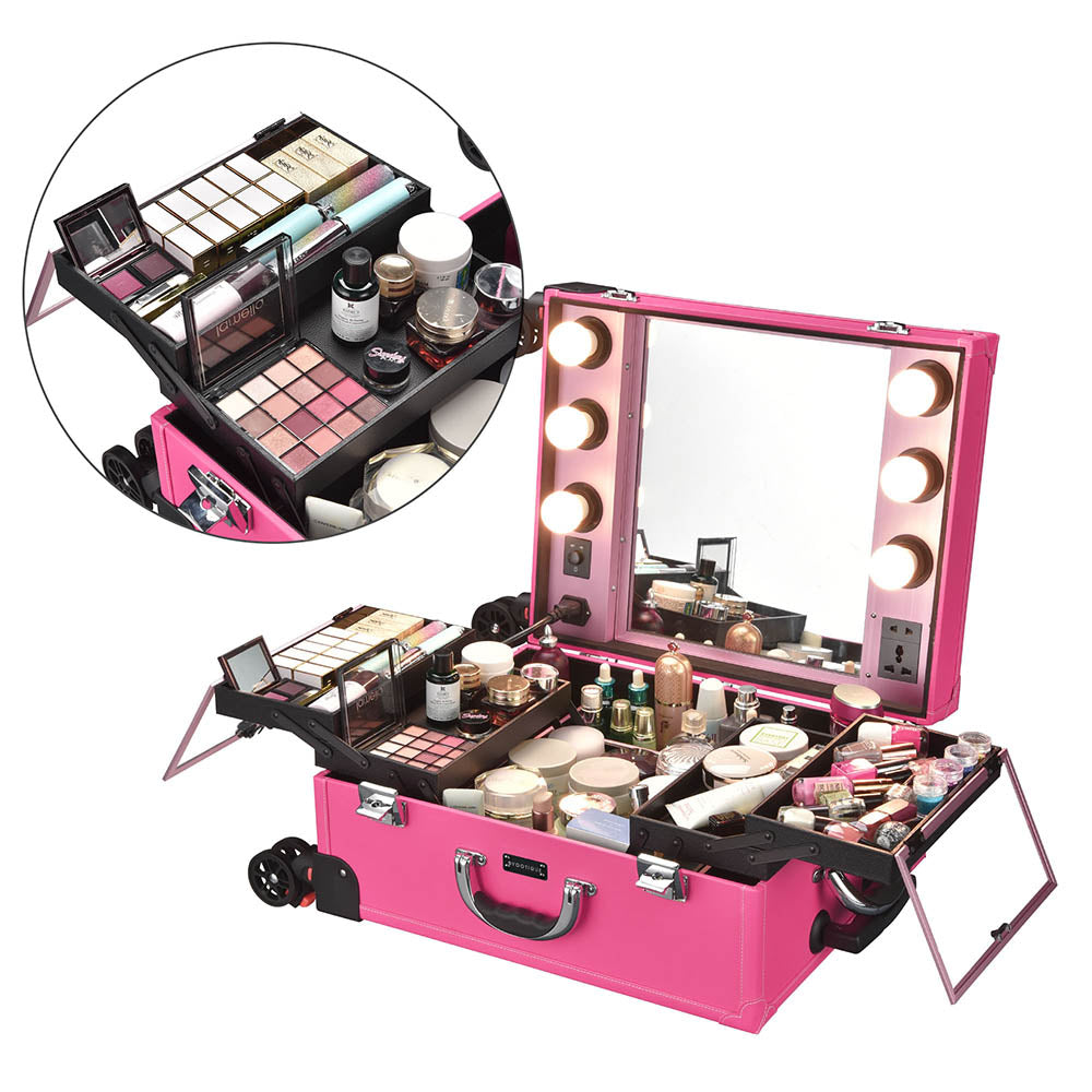 Byootique Rolling Studio Makeup Cosmetic Case w/ Light Mirror