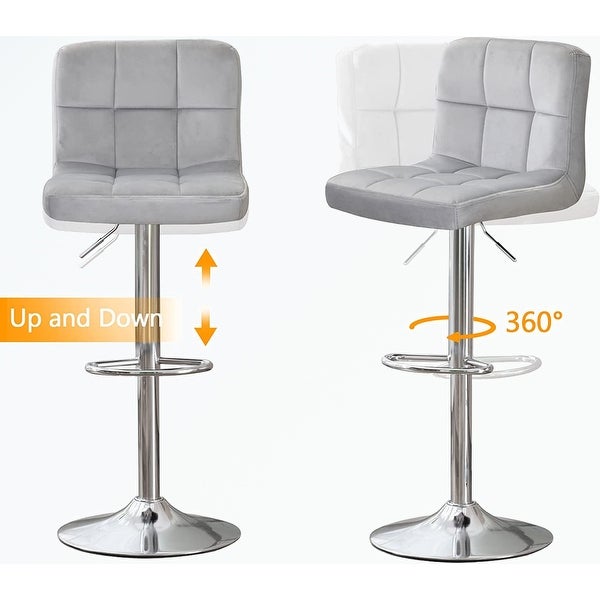 Swivel Velvet Bar Stools with Back，Height Adjustable