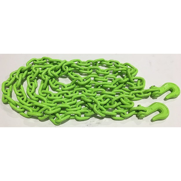 Timber Tuff 5 16 Inch X 14 Foot Multipurpose Grade 43 Log Chain With 2 Hooks For Logging Towing Atv x27 s And More Lime Green