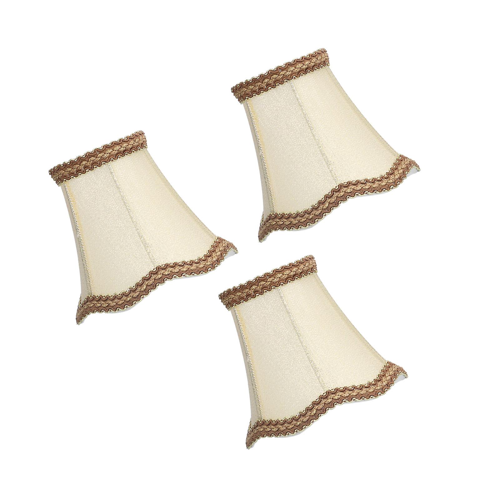 3Pcs E14 Clip On Lamp Shade Indoor Modern Fabric Candle Chandelier Lampshade for Home Hall Hotel Gold