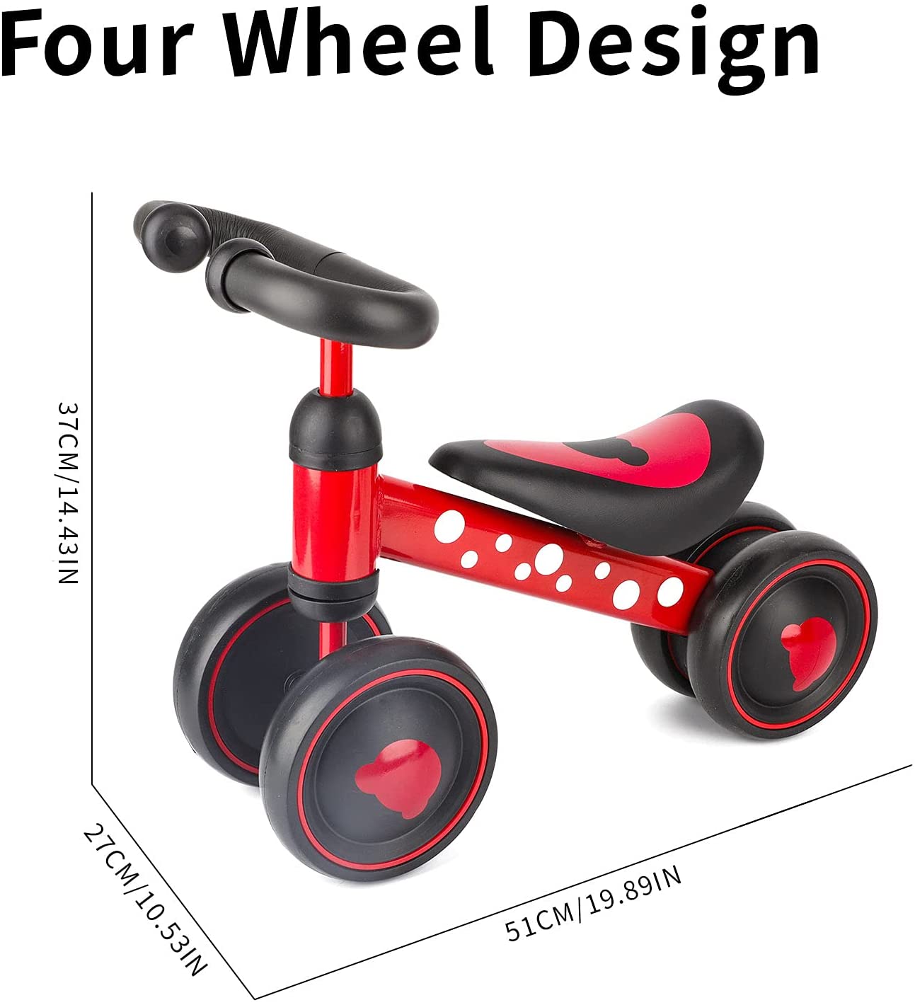 Baby Balance Bike Toddler Outdoor Toys for12-24 Months Walker for Baby Girl Boy Ride-on Toys Gifts Toddler Tricycle Bike 4 Wheels for Birthday （Red）