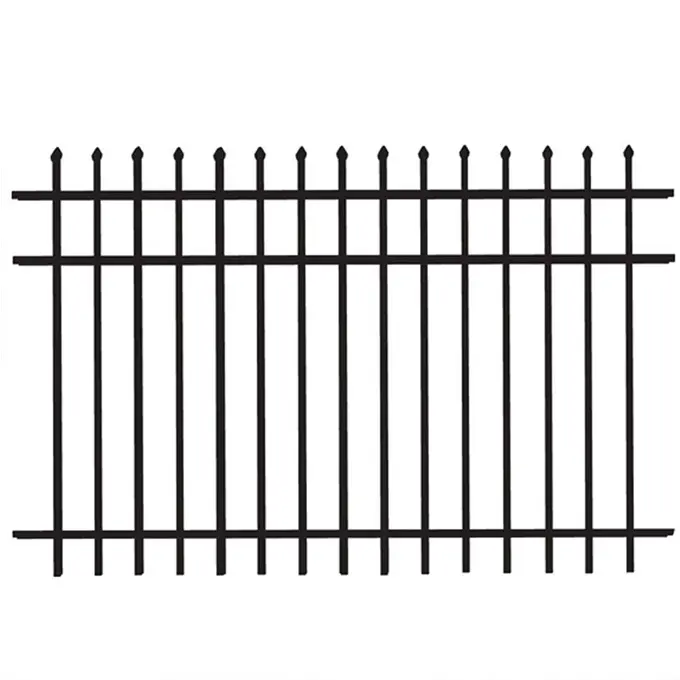 Factory supply steel metal fence 8foot long 6 foot hight steel tubular fence durable steel fence