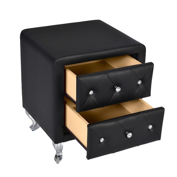 PU Nightstand with 2 Drawers - - 37952404